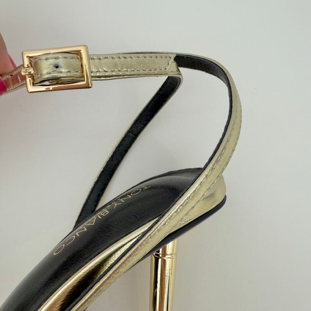 Tony Bianco Myra Sandal Heels Gold Metallic Nappa Leather Size 6 - Picture 6 of 11